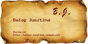Balog Jusztina névjegykártya